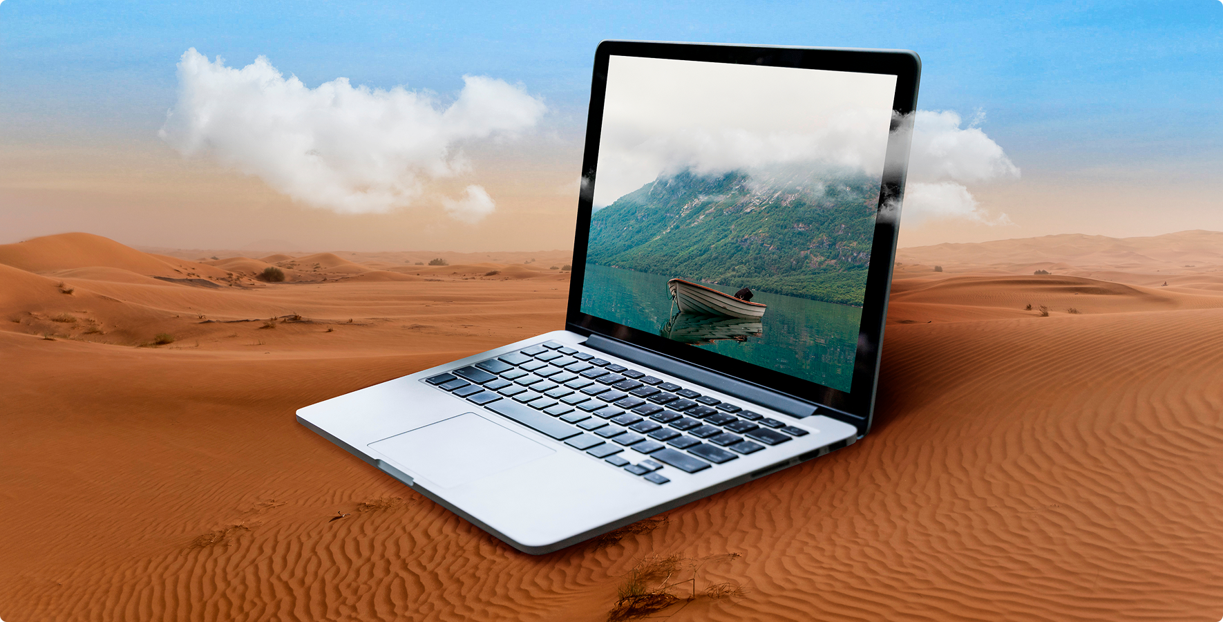 Laptop on desert